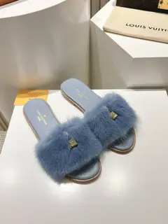Louis Vuitton full leather flat open toe sandals