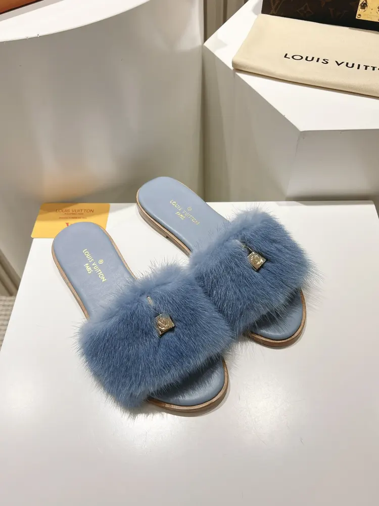 Louis Vuitton full leather flat open toe sandals