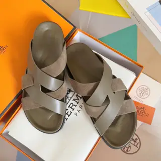 Hermès Kazimir series cross webbing waterproof platform sandals retro second uncle shoes H