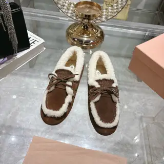 Miu Miu Miu loafers 2024 autumn and winter new cotton shoes furry shoes from Miu series