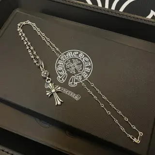 Chrome Hearts Classic Retro Bamboo Five-Star Necklace Cross Pendant