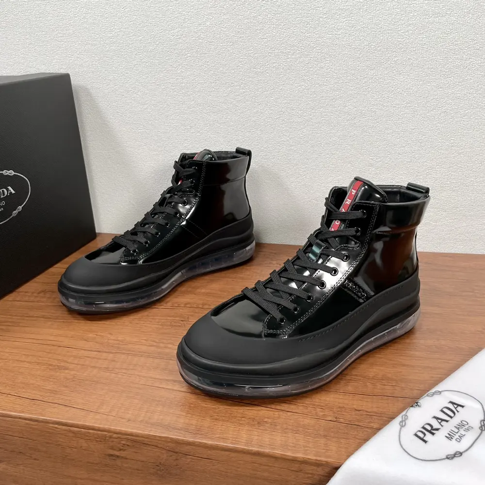 Prada men’s high-top air cushion lace-up sneakers shipped