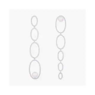 Apm monaco asymmetrical interlocking circle pearl earrings