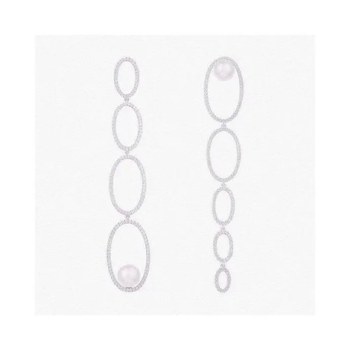 Apm monaco asymmetrical interlocking circle pearl earrings