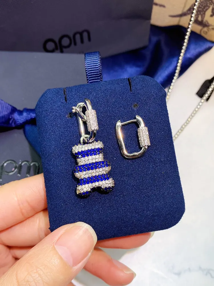 APM Monaco blue and white asymmetrical earrings personality earrings