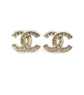 Chanel double row diamond double C earrings