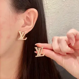 Louis Vuitton full diamond earrings classic monogram earrings
