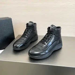 Prada men’s high-top lace-up casual sneakers