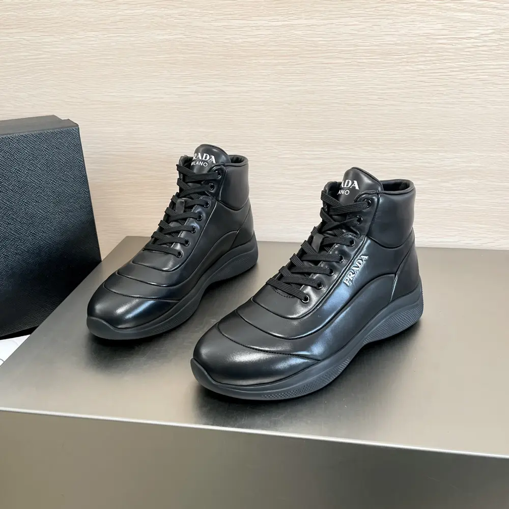 Prada men’s high-top lace-up casual sneakers