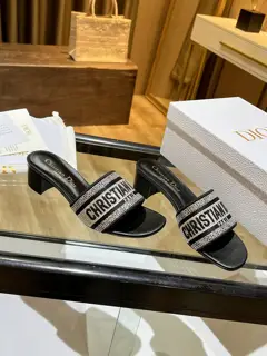 Dior Diamond Embroidered Flip Flops Heels