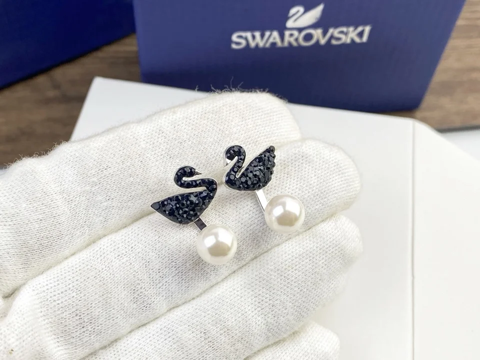 Swarovski Mysterious Black Swan Earrings