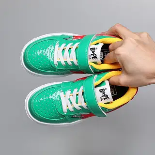 BAPE shark letter shiny Velcro children’s sports shoes