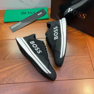 BOSS retro sneakers in a mix of fabrics with faux leather trim