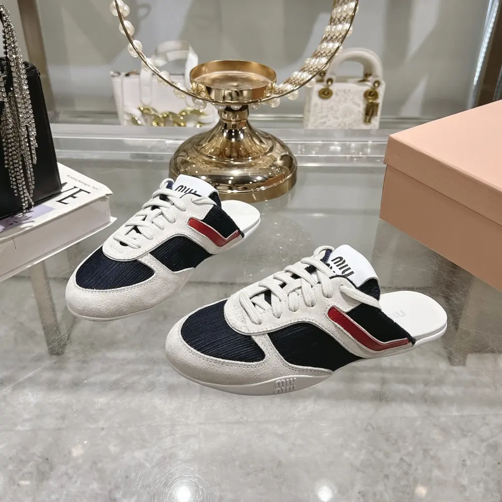 MIUMIU breathable mesh casual shoes 2025 New spring and summer British style lace-up MiuMiu