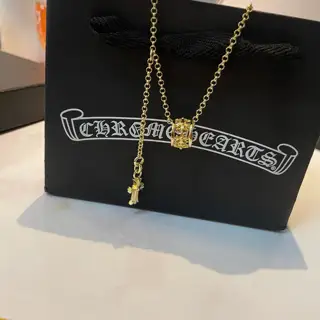 Chrome Hearts Classic Gold Pendant Necklace Cross Circle Pendant