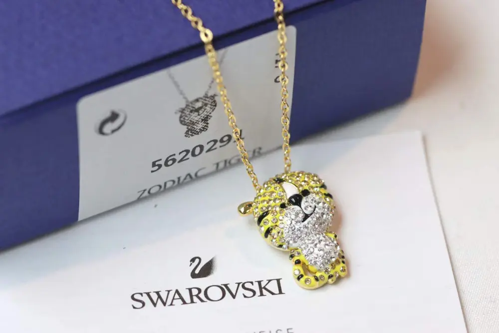 Swarovski Zodiac Tiger Benming Year Cute Tiger Blessing Clavicle Necklace