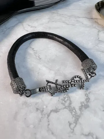 Yves Saint Laurent black leather bracelet