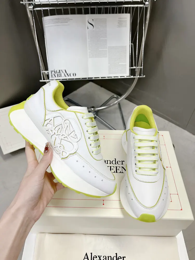 Alexander McQueen Sprint sports couple style. The side of the shoe is decorated with a
