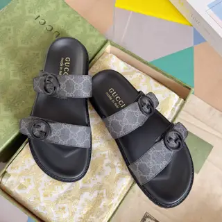 Gucci Double G Presbyopic Flip Flops Cross Sandals Thick Sole Slippers Beach Shoes