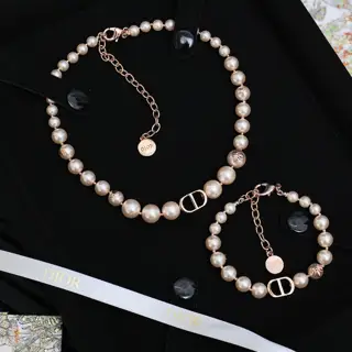 Necklace Dior Exquisite CD Pink Beads Set