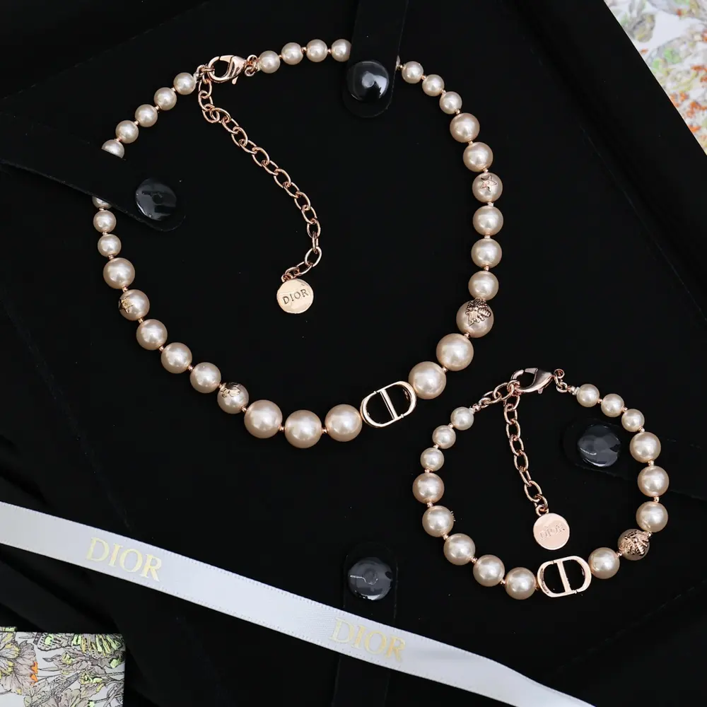 Necklace Dior Exquisite CD Pink Beads Set