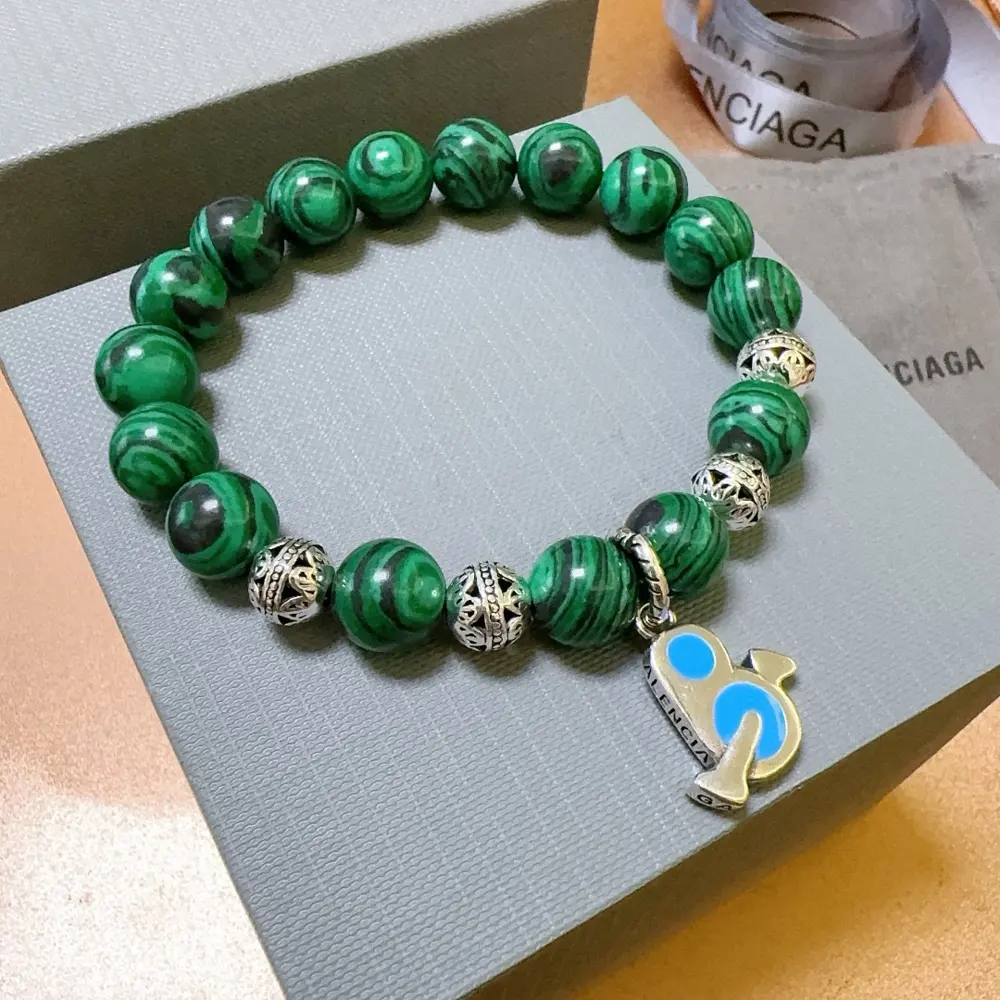 Balenciaga natural malachite bracelet