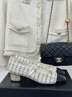 Chanel Double C Colorblocked Thick Heel Mary Jane Shoes Series