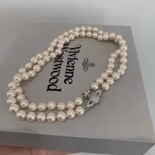 Vivienne Westwood Classic Double-Layer Pearl Saturn Necklace