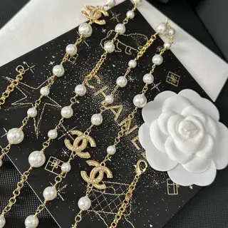 Chanel Pearl Letter Chain Sweater Chain Necklace