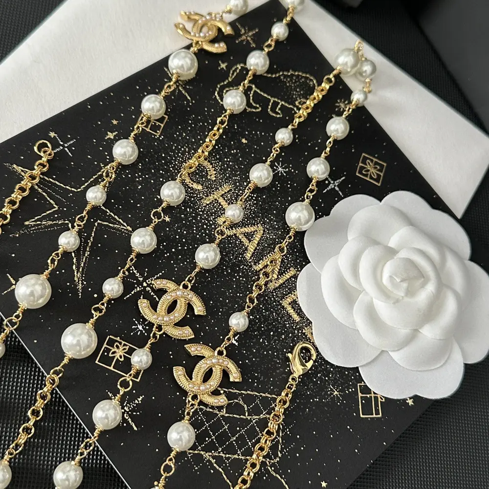 Chanel Pearl Letter Chain Sweater Chain Necklace