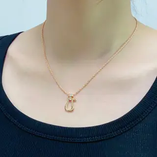Fred rose gold Fred half diamond small horseshoe buckle unisex high quality necklace