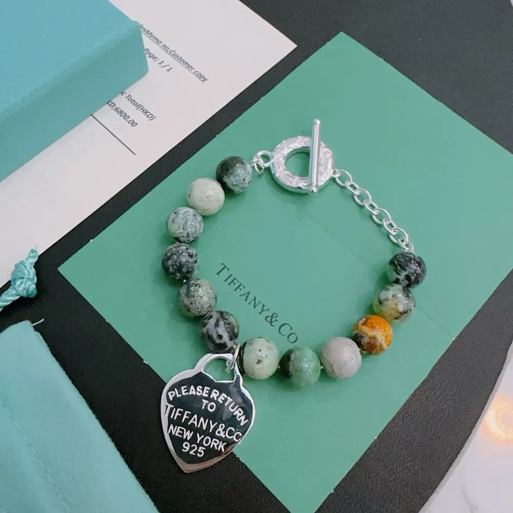 Tiffany multi-element agate silver style bracelet