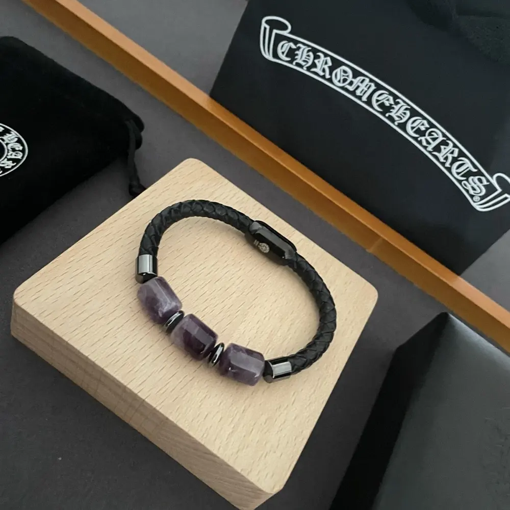 Chrome Hearts Tiger Eye Leather Cord Bracelet