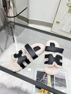 Hermes classic wool slippers