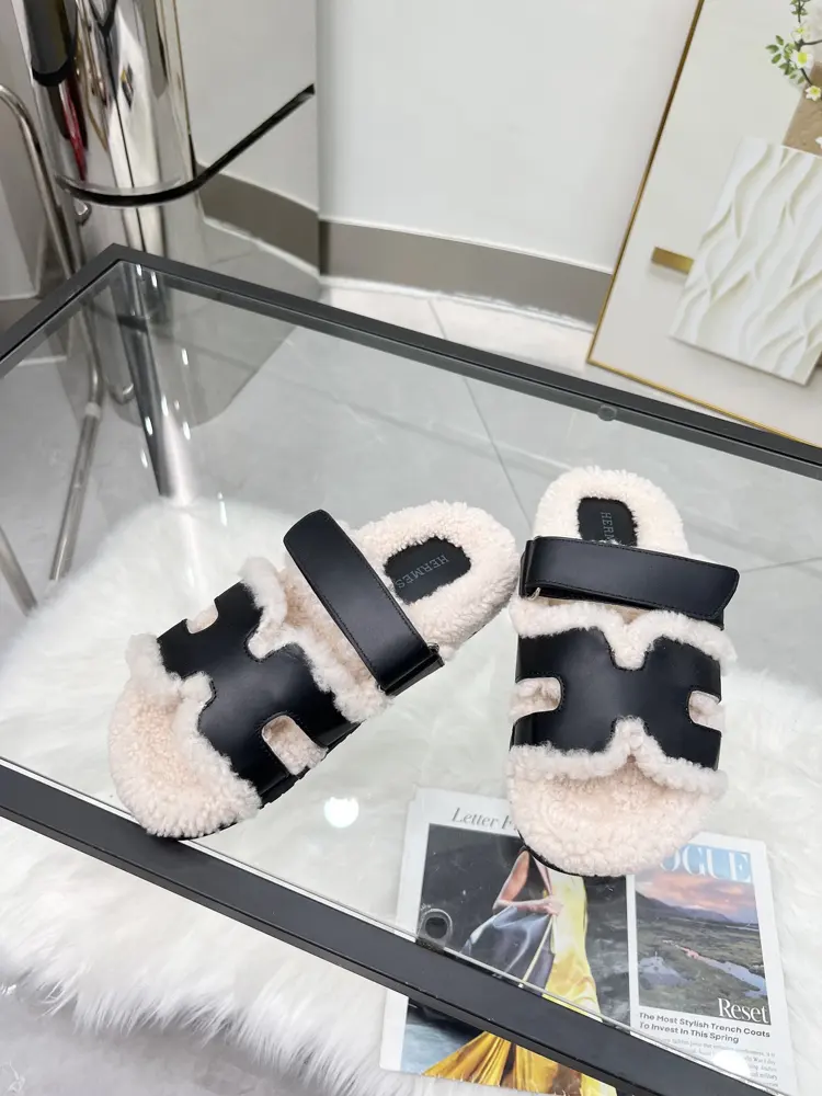 Hermes classic wool slippers