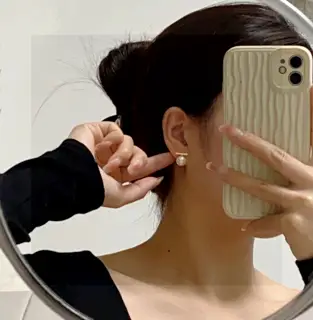 Celine metal and pearl stud earrings