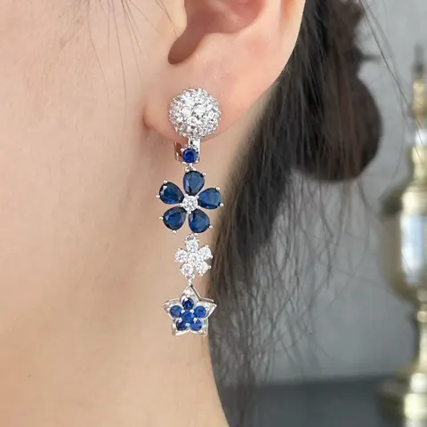 Van Cleef & Arpels Blue Diamond Floral Earrings