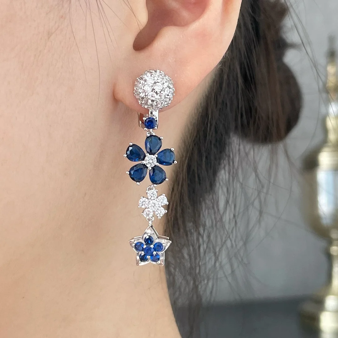 Van Cleef & Arpels Blue Diamond Floral Earrings