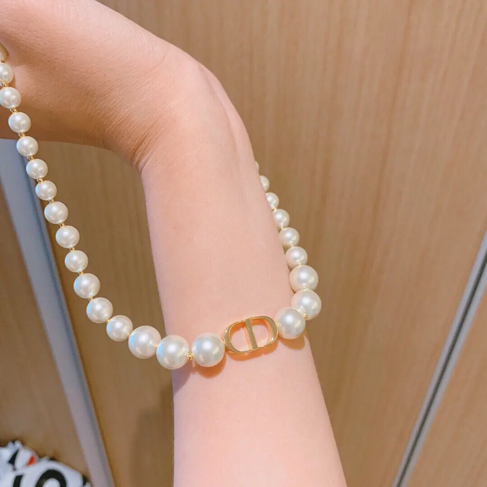 DIOR original new product CD pearl necklace high-end quality