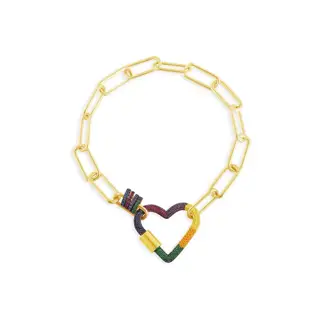 Apm monaco rainbow heart pendant chain bracelet
