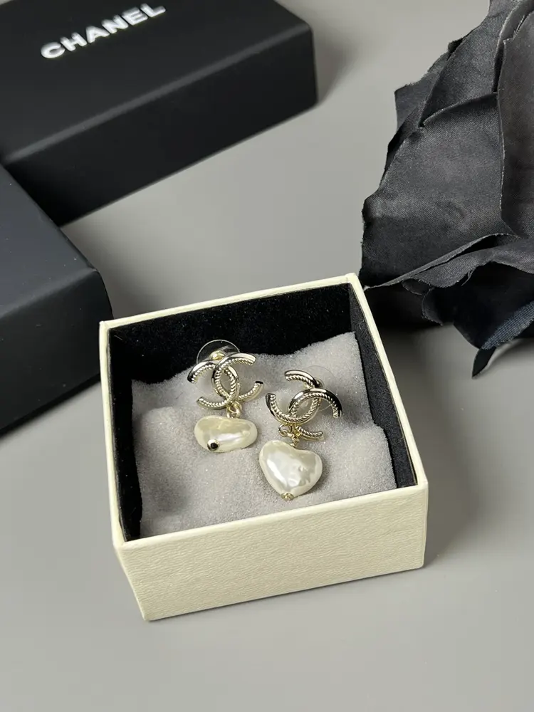 Chanel heart earrings
