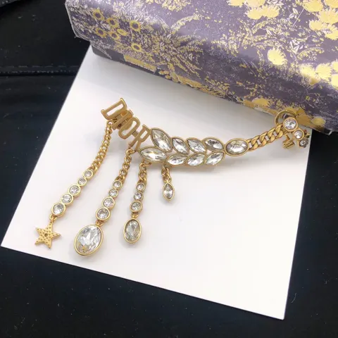 Diamond version available Dior single horse eye full diamond DIOR letter earrings
