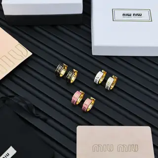 miumiu enamel letter hoop earrings