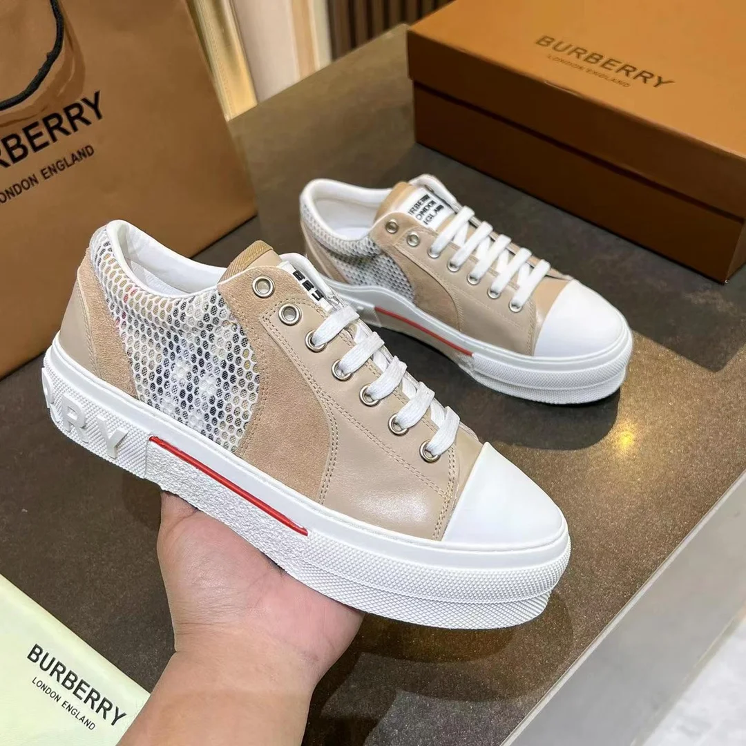BURBERRY Retro plaid cotton sneakers