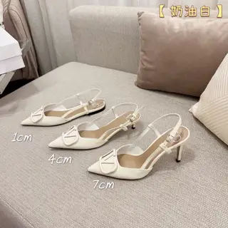 VALENTINO latest V Logo leather buckle high heels
