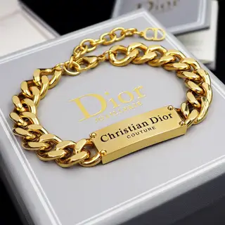 Dior lettering denim bracelet gold