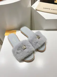 Louis Vuitton full leather flat open toe sandals
