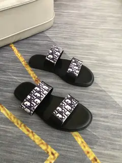 Dior men’s casual slippers Brand letter printed fabric on the upper