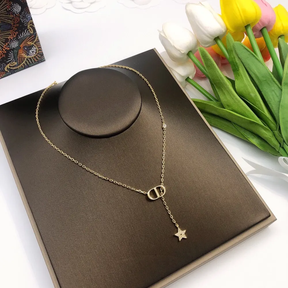 DIOR original new product CD star diamond necklace high-end quality