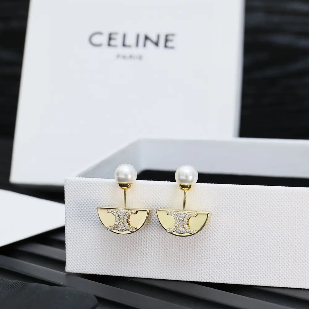 Celine Arc de Triomphe new sailboat pearl earrings